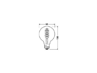 Mazeichnung Ledvance V1906GL95D307 8W1800 LED Vintage Lampe E27 1800K dim