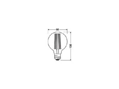 Mazeichnung Ledvance V1906GL95D405 8W2200 LED Vintage Lampe E27 2200K dim
