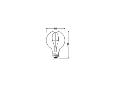Dimensional drawing Ledvance V1906GLOBE95103 4W18 LED lamp Multi LED 220V E27