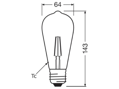 Mazeichnung Ledvance 1906LED2 5W 824FGD LED Vintage Lampe E27 824