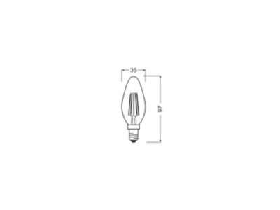 Mazeichnung Ledvance LEDCLB40D2 9W827FCL LED Kerzenlampe E14 827  dim 