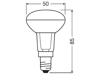 Mazeichnung Ledvance LEDR5025361 5W827E14 LED Reflektorlampe R50 E14  827  36Gr 