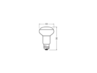Mazeichnung Ledvance LEDR6340362 9W827E27 LED Reflektorlampe R63 E27  827  36Gr 