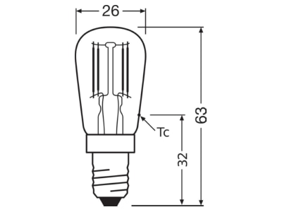Mazeichnung Ledvance LEDT26101 3W827E14P LED Lampe E14 827