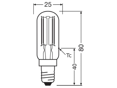 Dimensional drawing Ledvance LEDT26404 2W827E14P LED lamp Multi LED 220V E14