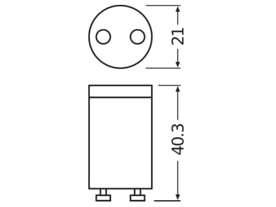 Dimensional drawing Ledvance TUBET8EMSTART FS2 Starter