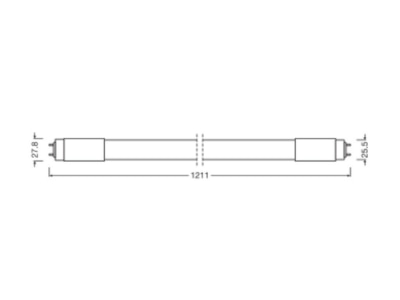 Mazeichnung Ledvance TUBET8HFP120014W865 LED Tube T8 f  EVG 865  1200mm