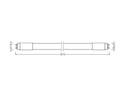 Mazeichnung Ledvance TUBET8HFP150020W830 LED Tube T8 f  EVG 830  1500mm