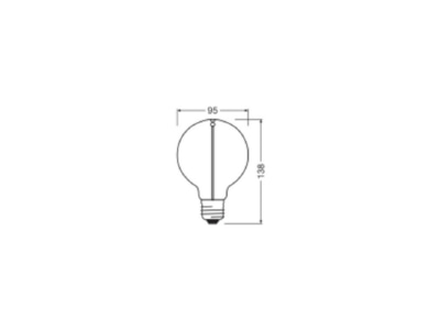 Dimensional drawing Ledvance 1906GLO 95122 2W2700 LED lamp Multi LED 220V E27 Gold