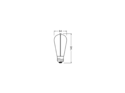 Dimensional drawing Ledvance 1906LEDED 122 2W2700 LED lamp Multi LED 220V E27 Gold