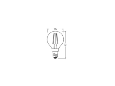 Mazeichnung Ledvance CLASP40V4W827F CLE14 LED Tropfenlampe E14 827