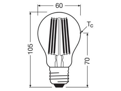 Mazeichnung Ledvance LCA100FilEEAS7 2840C LED Lampe E27 840  klar