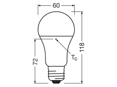 Mazeichnung Ledvance LCA100PCR14W827FR LED Lampe E27 827  frosted