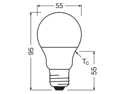 Mazeichnung Ledvance LCA40PCR4 9W827FR LED Lampe E27 827  frosted