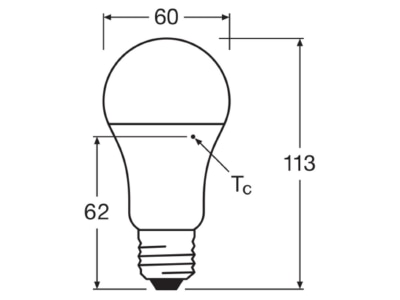 Mazeichnung Ledvance LCA75PCR10W827FR LED Lampe E27 827  frosted