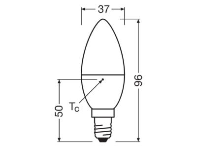 Mazeichnung Ledvance LCB40PCR4 9W827FRE14 LED Kerzenlampe E14 827  frosted