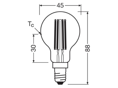 Mazeichnung Ledvance LCP40FilEEAS2 2827CL LED Tropfenlampe E14 827  klar