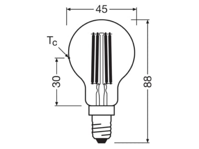 Mazeichnung Ledvance LCP60FilEEAS3 8827CL LED Tropfenlampe E14 827  klar