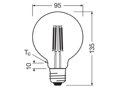 Mazeichnung Ledvance LEDCl  4099854236990 LED Globelampe GB95 E27 827  klar