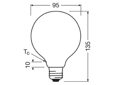 Mazeichnung Ledvance LEDCl  4099854237010 LED Globelampe GB95 E27 827  frosted