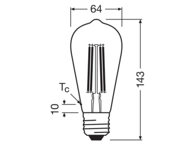 Mazeichnung Ledvance LEDCl  4099854237034 LED Lampe E27 827  klar