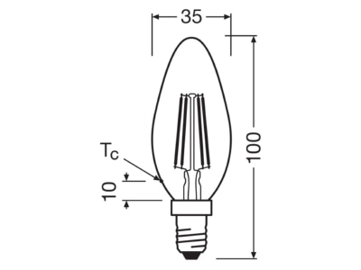 Mazeichnung Ledvance LEDCl  4099854253386 LED Kerzenlampe E14 827  dim  frosted