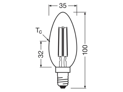 Mazeichnung Ledvance LEDCl  4099854255267 LED Kerzenlampe E14 827  klar