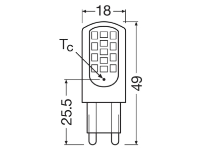 Mazeichnung Ledvance LEDPIN40300P4 2827CL LED PIN Lampe G9 827  klar