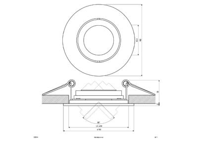 Dimensional drawing EVN 620 014 Downlight spot floodlight