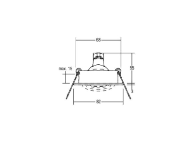 Dimensional drawing Brumberg 00006325 Recessed spotlight 50W aluminum matt  0063 25