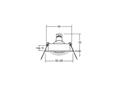 Dimensional drawing Brumberg 00006525 Recessed spotlight 50W aluminum matt  0065 25