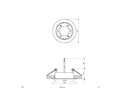 Dimensional drawing EVN 539 214 alu Downlight spot floodlight CFL