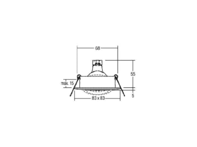 Mazeichnung Brumberg 00196402 NV Einbaustrahler GX5 3 50W chr 1964 02