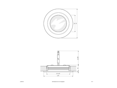 Mazeichnung EVN L20300102 ws P LED Moebeleinbauleuchte IP20 350mA 3W 3000K