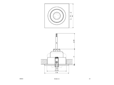 Mazeichnung EVN P 24030102 ws P LED Einbauleuchte 700mA 3W 3000K quad 