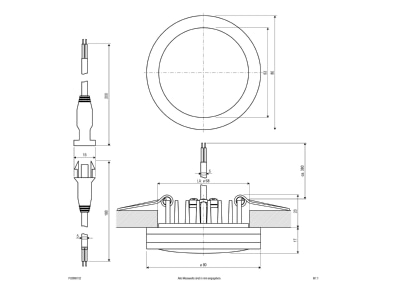 Mazeichnung EVN P02060102 P LED Deckeneinbauleuchte 3000K 350mA rund ws