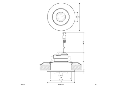 Mazeichnung EVN P44030102 ws LED Deckeneinbauleuchte 3000K 350mA IP44