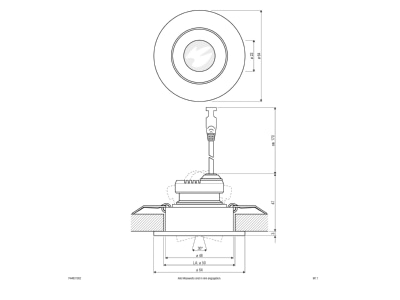 Mazeichnung EVN P44031302 eds LED Deckeneinbauleuchte 3000K 350mA IP44