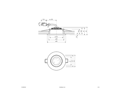 Mazeichnung EVN PC20061502 chr mt LED Deckeneinbauleuchte 3000K 350mA IP20