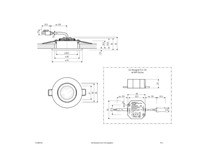 Mazeichnung EVN PC20N61502 chr mt LED Deckeneinbauleuchte 3000K 230V IP20