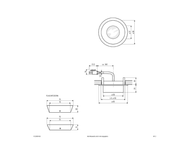 Mazeichnung EVN PC23061402 alu LED Deckeneinbauleuchte 3000K 350mA IP20