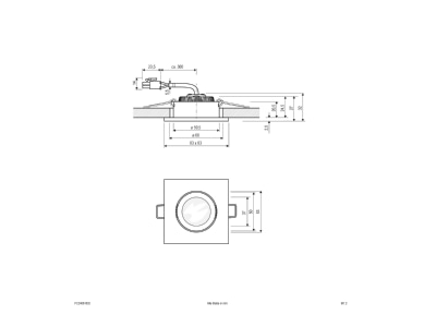 Mazeichnung EVN PC24061502 chr mt LED Deckeneinbauleuchte 3000K 350mA IP20