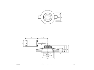 Mazeichnung EVN PCH20060102 ws LED Deckeneinbauleuchte 3000K 230V IP20