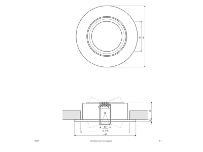 Mazeichnung EVN 568001 NV Deckeneinbauleuchte IP20 GX5 3