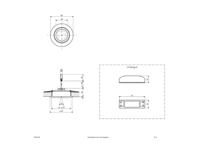 Mazeichnung EVN P23031302 P LED Deckeneinbauleuchte IP20 3000K 210lm