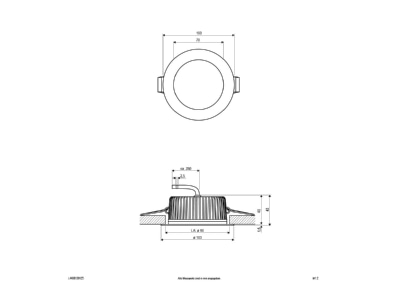 Mazeichnung EVN L4408130125 LED Deckeneinbauleuchte 24VDC 3K 6K ch sat
