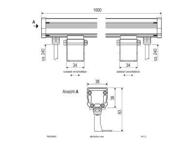 Dimensional drawing EVN P65243640 Downlight spot floodlight