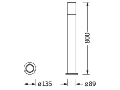 Dimensional drawing Ledvance ENDURA 4058075554252 Luminaire bollard ENDURA4058075554252