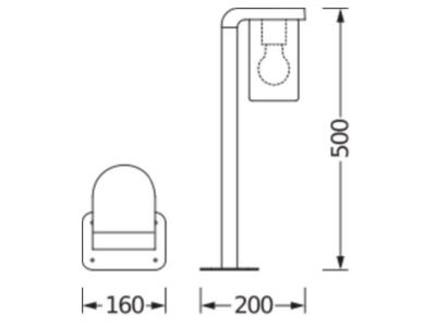 Dimensional drawing Ledvance ENDURA 4058075554290 Luminaire bollard ENDURA4058075554290