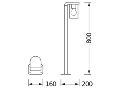 Dimensional drawing Ledvance ENDURA 4058075554313 Luminaire bollard ENDURA4058075554313